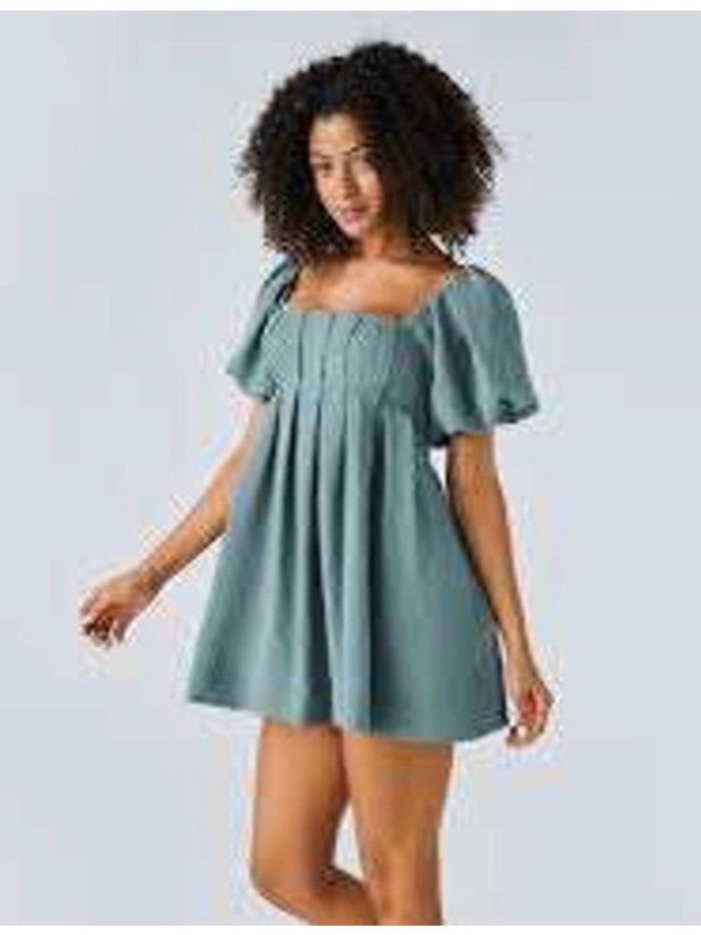 HALARA Black Puff-Sleeve Square-Neck Open Tie Back Mini Dress - Picture 2 of 10